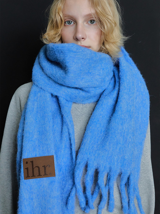 WOOL MIXED BOLD MUFFLER / BLUE