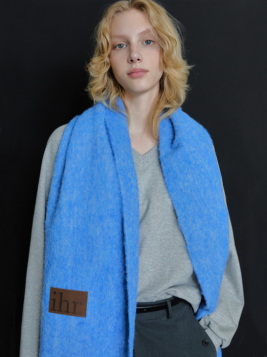 WOOL MIXED BOLD MUFFLER / BLUE