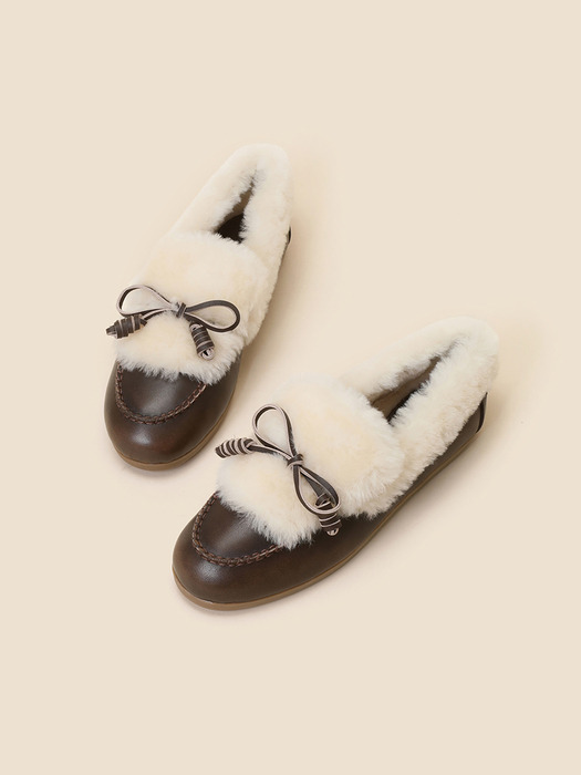 Fur ribbon loafer(brown)_DG1DW24701BRN