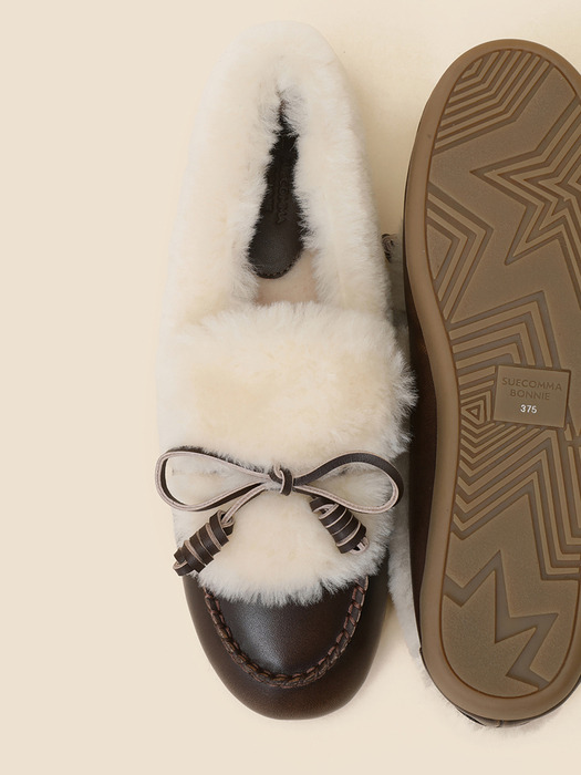 Fur ribbon loafer(brown)_DG1DW24701BRN