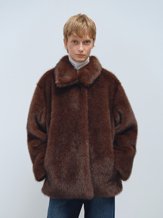 TFW HIGH NECK ECO FUR HALF JACKET_2COLORS