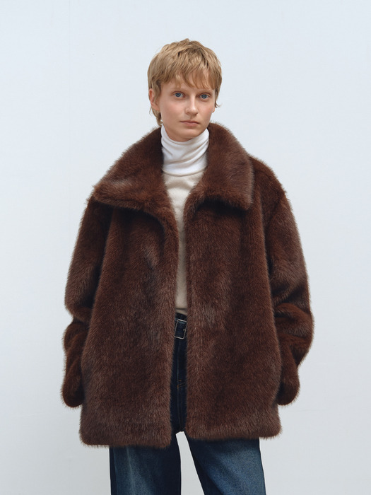 TFW HIGH NECK ECO FUR HALF JACKET_2COLORS