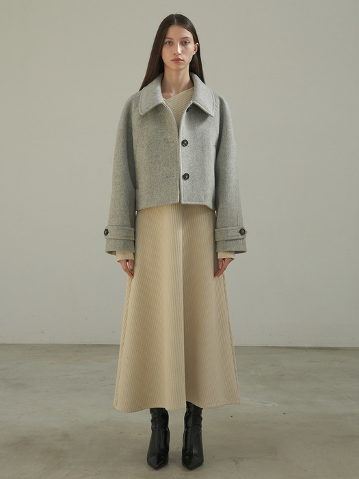 RAGLAN SHORT WOOL COAT / GREY