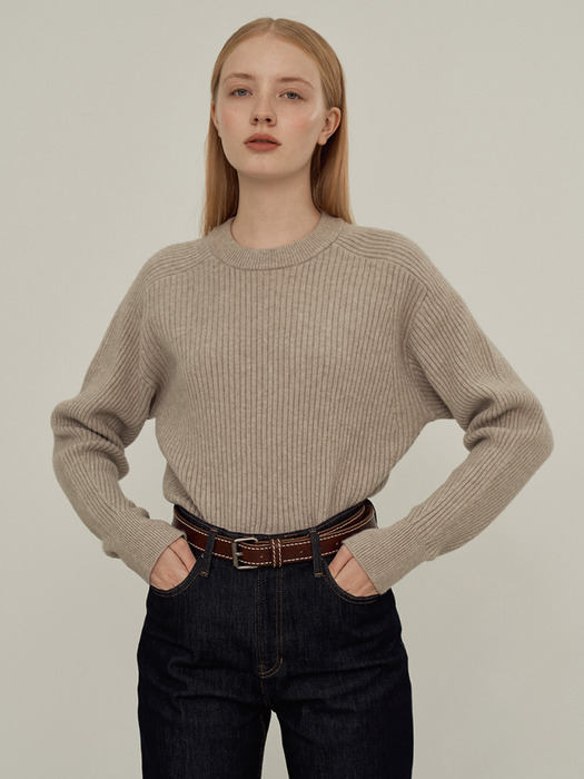 Ribbed Round neck Cashmere Blended Knitwear (5colors) VKNIT_017