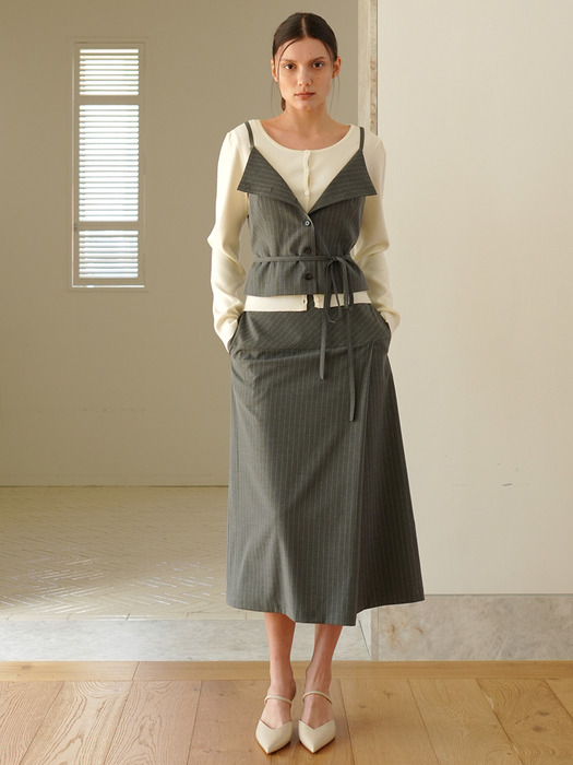 STRIPE VEST / GREY