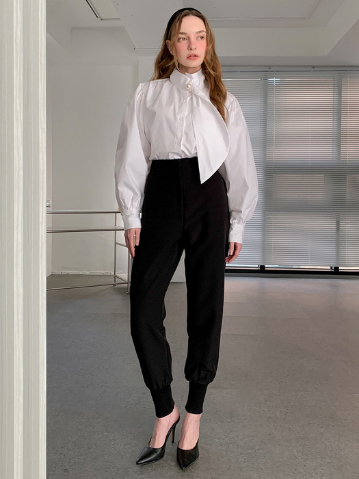 Back Banding Jogger Slacks Black VPANTS_005