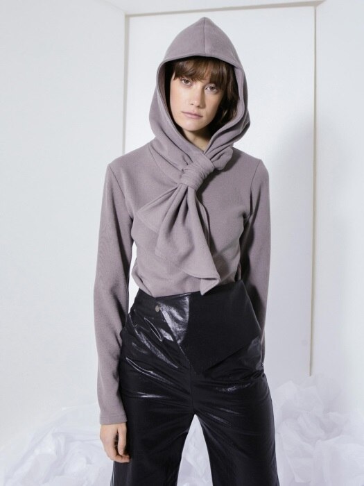 DRAPED HOOD T-SHIRTS (GREY)