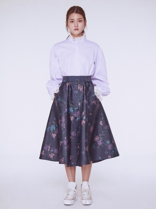 Love Flower Flare Skirt [FLOWER NAVY]