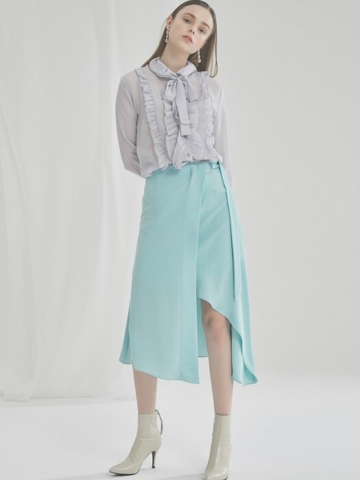 WOMAN MODERN WRAP RUFFLE SKIRT (MINT)