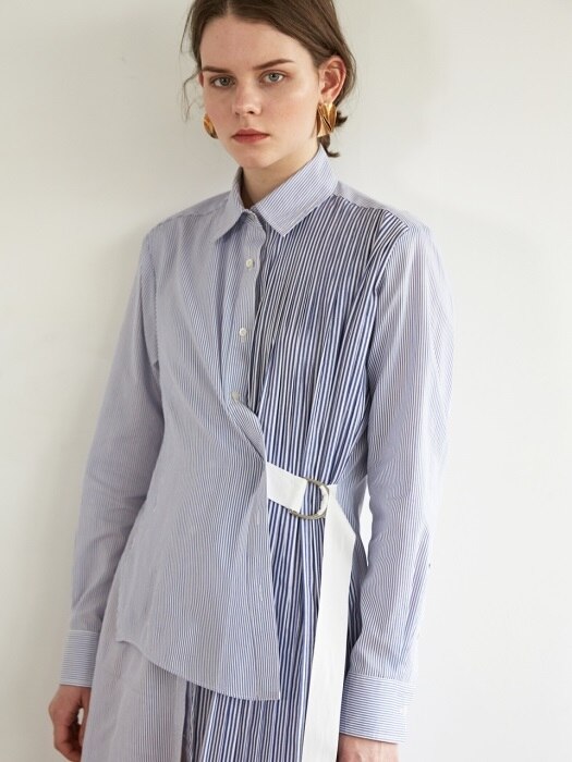 FW18 Pleats Shirt Dress Blue