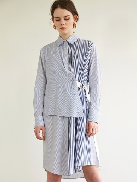 FW18 Pleats Shirt Dress Blue