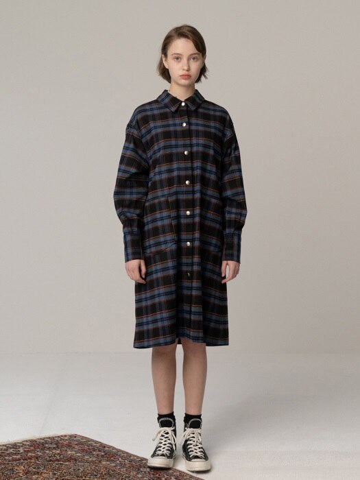 R MULTI CHECK BACK RIBBON SHIRT DR_BLACK