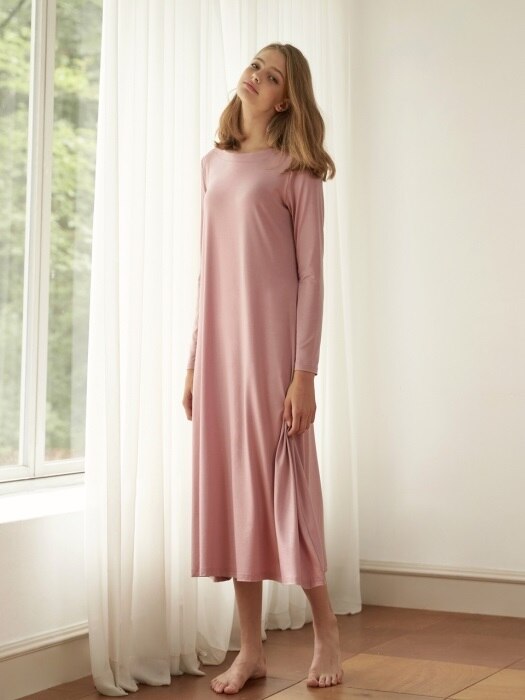 보트넥 드레스 - 핑크