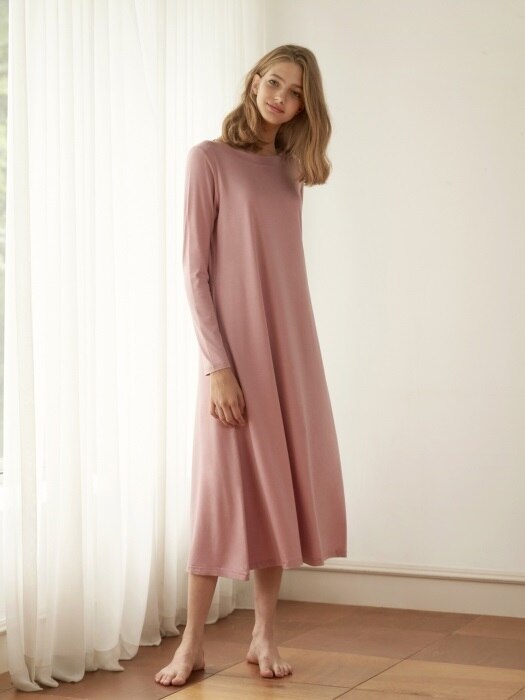 보트넥 드레스 - 핑크