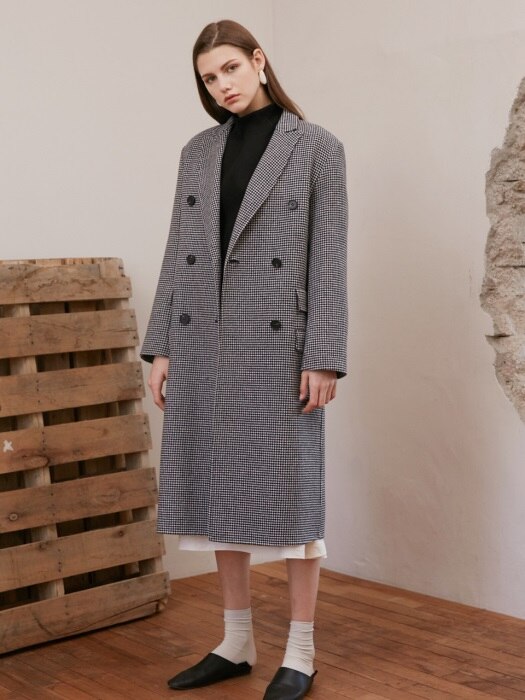 HOUNDS TOOTH DOUBLE COAT_BLACK CHECK