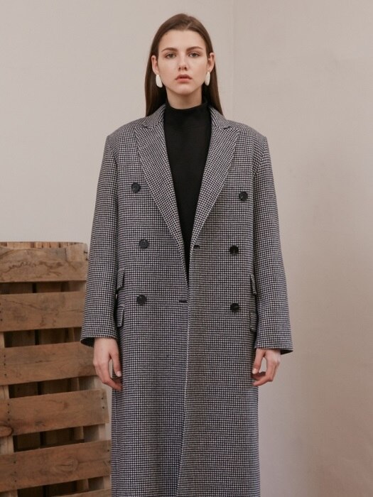 HOUNDS TOOTH DOUBLE COAT_BLACK CHECK