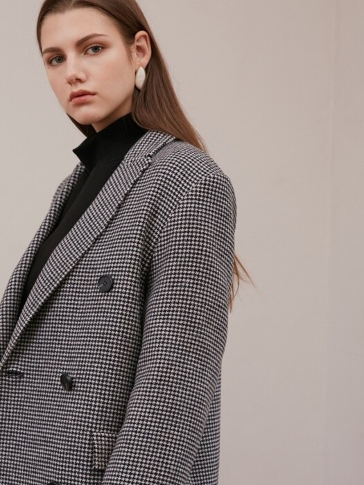 HOUNDS TOOTH DOUBLE COAT_BLACK CHECK