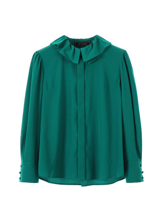 Satin Frill Collar Shirt (D/green)_VW7AB0460