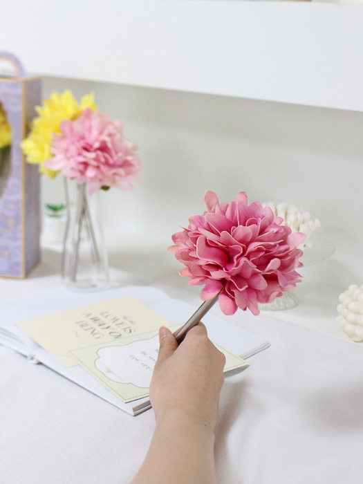 pink graceful peony flower pen