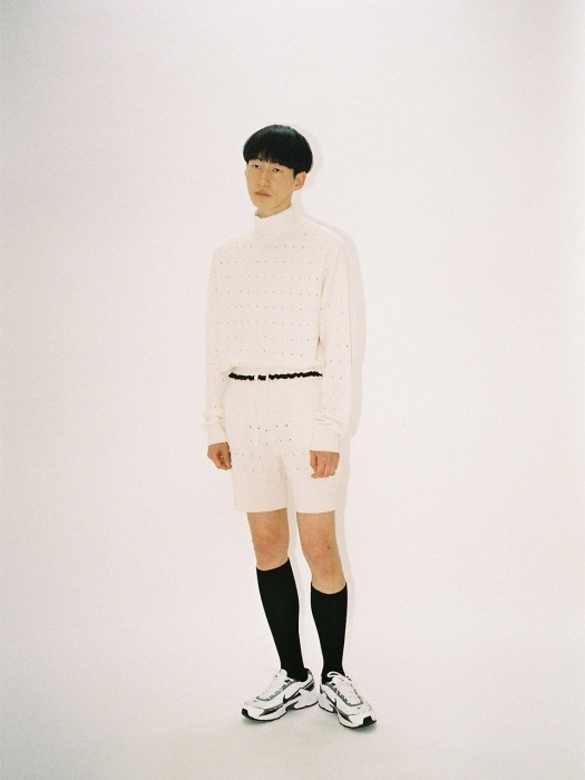 PUNCHED 1/2 KNIT PANTS IVORY