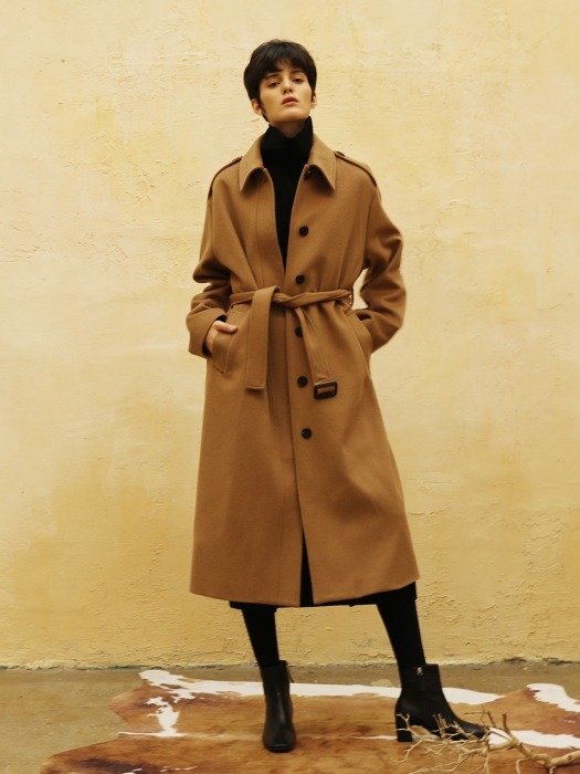 Cashmere hoodie coat_Carmel