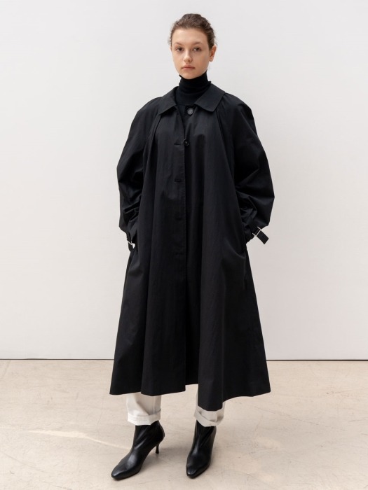 Puffsleeve trench coat_Black
