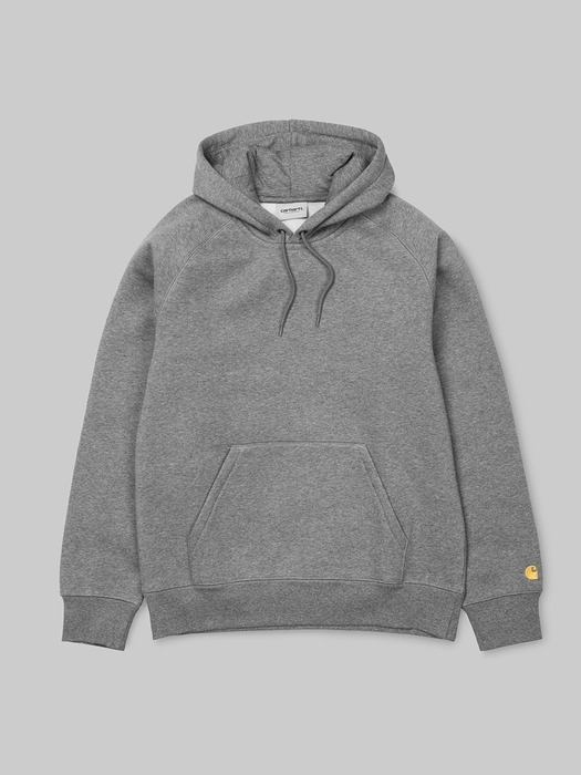 HOODED CHASE SWEATSHIRT-DARK GREY HEATHER/GOLD