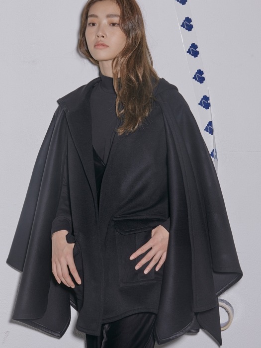 Hooded Cashmere Poncho