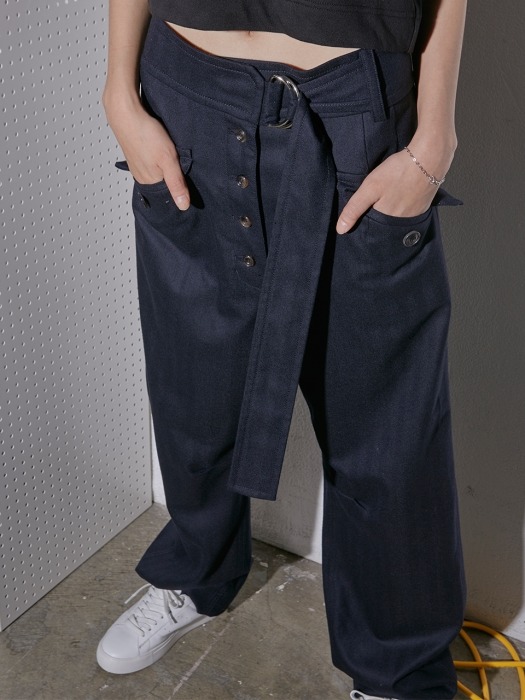 Belted High-rise Utility Pants