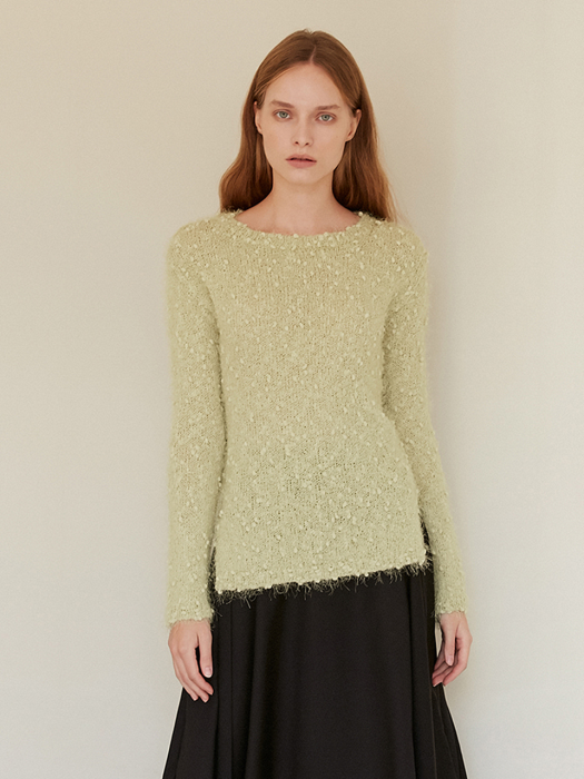 A FEATHER KNIT TOP_YELLOWISH GREEN