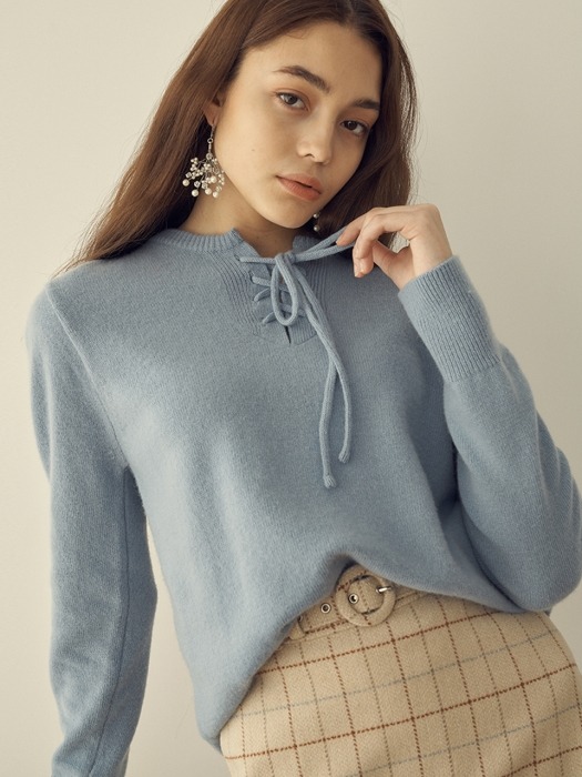 monts 1027 cashmere lace up knit (greyish blue) 