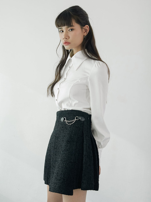 Tweed chain skirt (black)