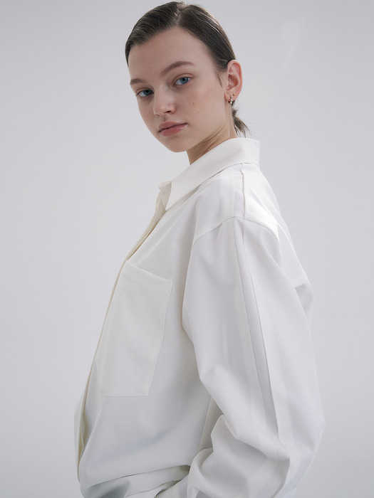 CUTTING POINT LONG SHIRT (WHITE)