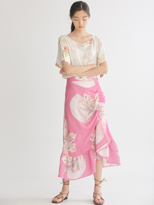 plum shirring skirt