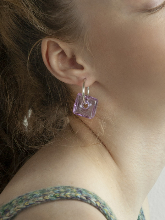 Glass Tube Hoop Earring(violet)