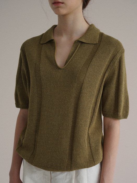 Paper polo shirt (Faded olive)