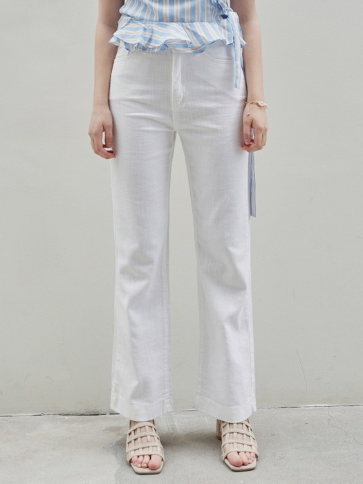 HIGH BOOTCUT COTTON PANTS_IVORY