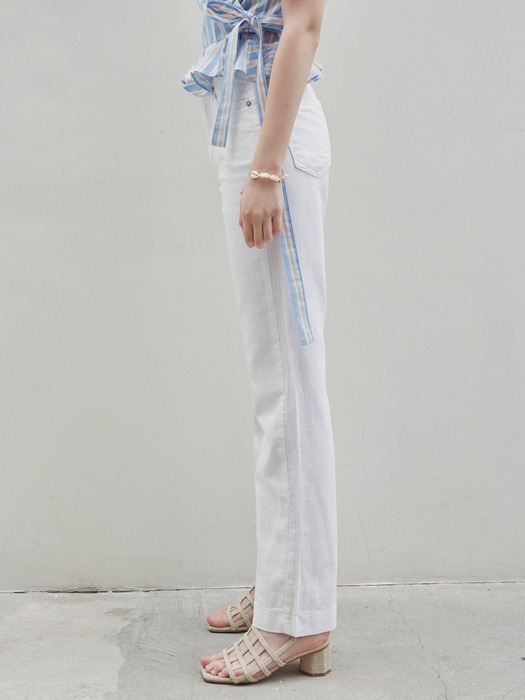 HIGH BOOTCUT COTTON PANTS_IVORY