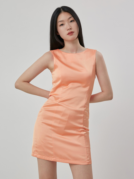 C SATIN 90S LINE DRESS_ORANGE