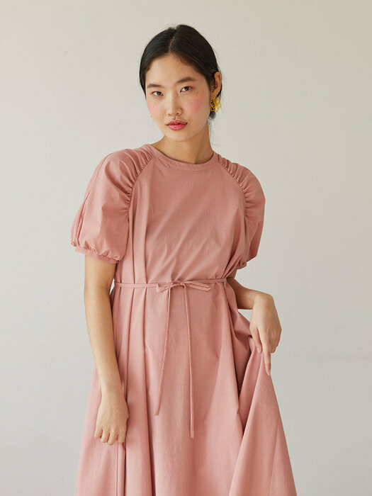 raglan sleeve A-line dress (pink)