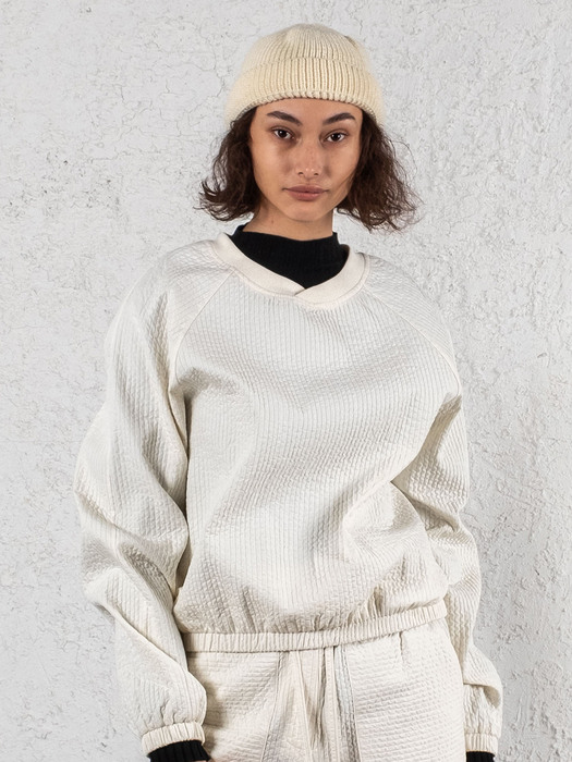 Easy Quilted Pullover (Ecru)