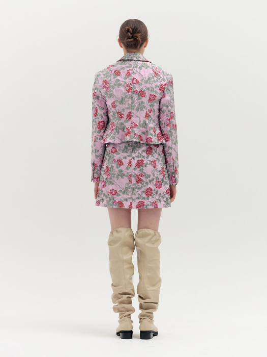 QISTIN Floral Patterned Short Jacket - Pink