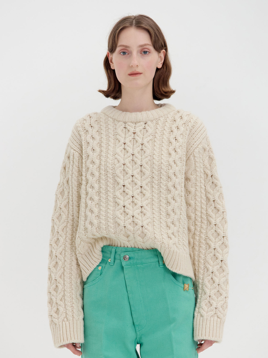 QUELLER Cable-knit Sweater - Ivory