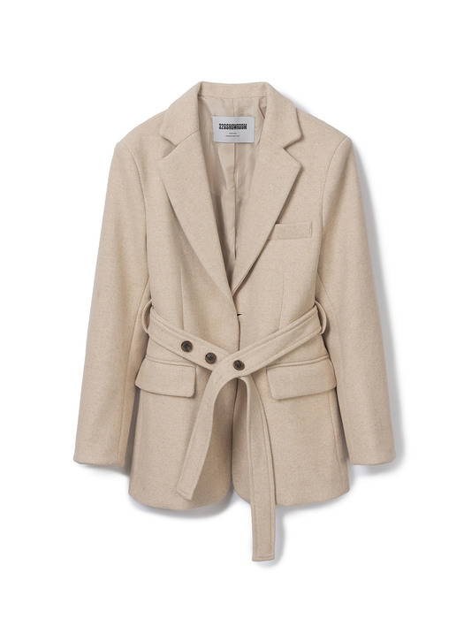 Wool Oatmeal Belted High Density Lining Jacket