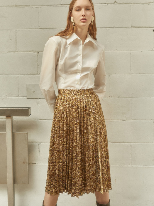 Pleats Button-up Skirt_Goldenhaze