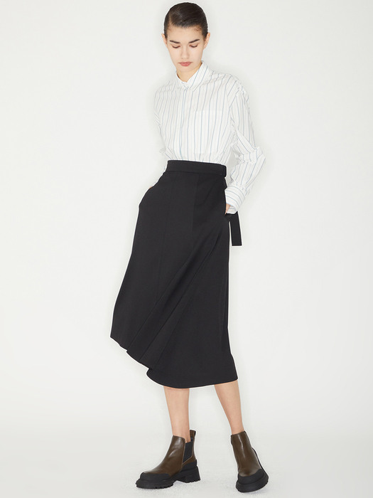 UNBALANCED BELT SKIRT_BLACK