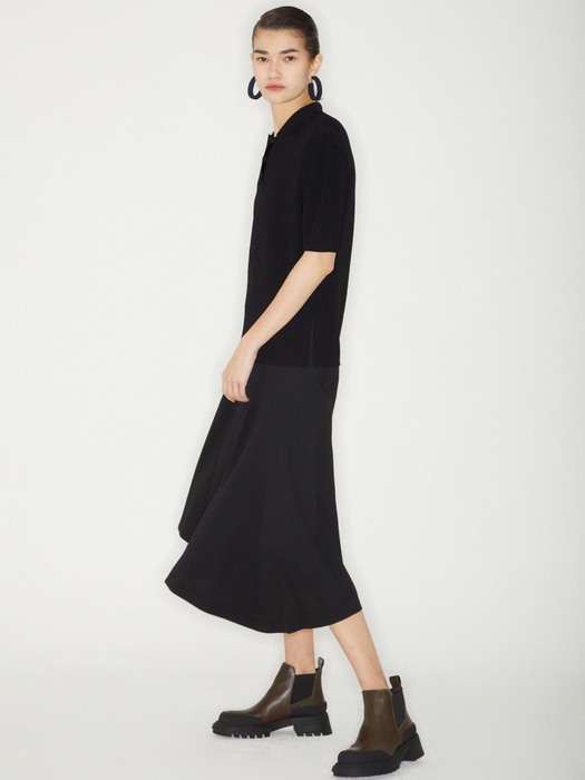 UNBALANCED BELT SKIRT_BLACK