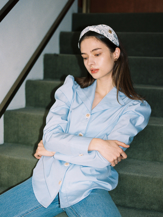 AUBREY PUFF SLEEVE SHIRT_BLUE