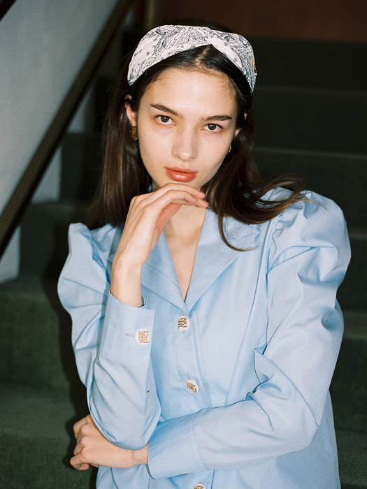 AUBREY PUFF SLEEVE SHIRT_BLUE