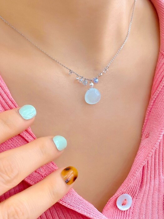[단독]Aqua beads necklace set_SE0145